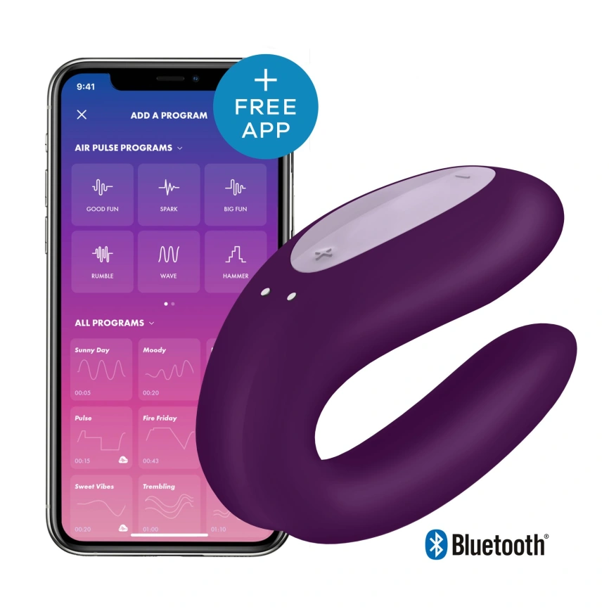 Смарт-вибратор для пар Satisfyer Double Joy Violet с широким клиторальным стимулятором фото 1