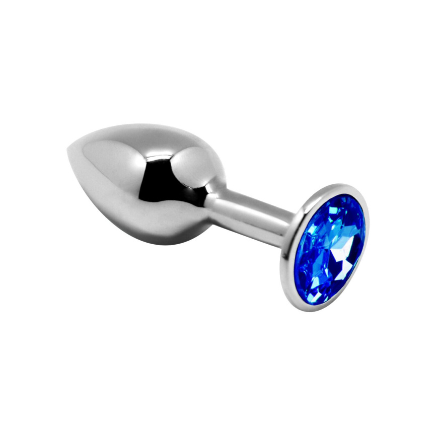 Металева анальна пробка з кристалом Alive Mini Metal Butt Plug Blue M фото 1