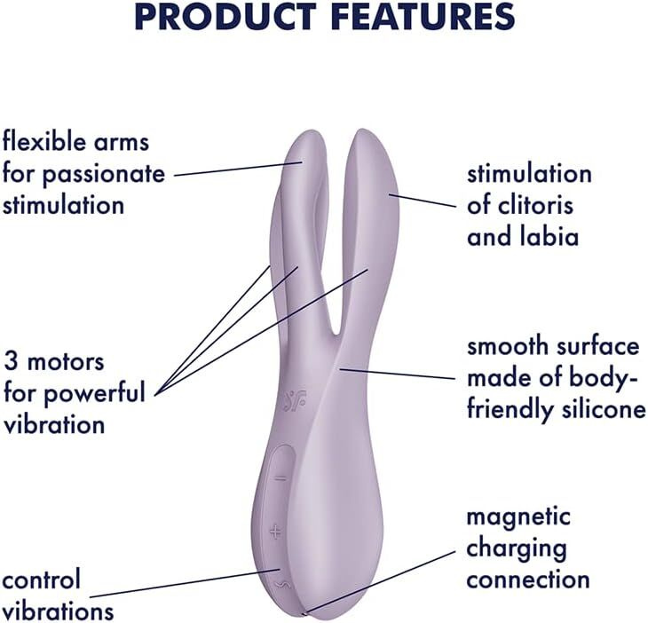 Кліторальний вібратор Satisfyer Threesome 2 Violet, 3 гнучкі пальчики, 3 мотори фото 6