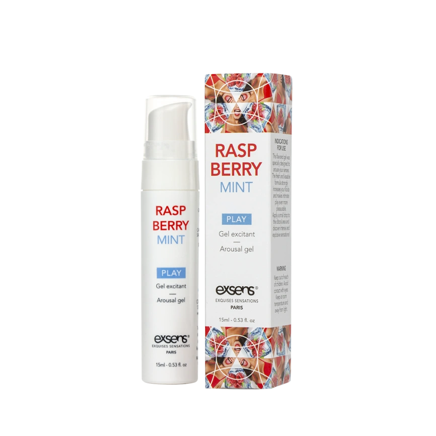 Стимулирующий гель EXSENS Kissable Raspberry Mint 15мл можно для поцелуев, охлаждающий фото 1