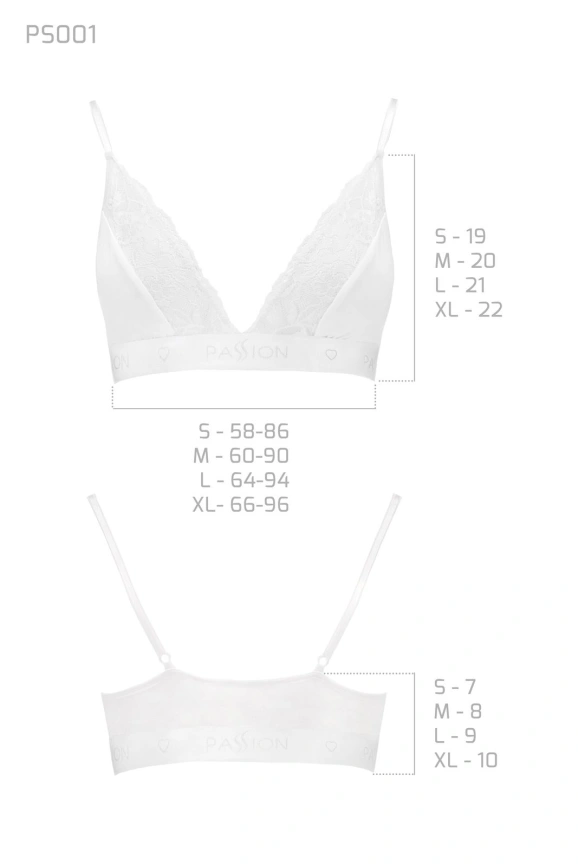 Эластичный топ с кружевом Passion PS001 TOP L, white фото 3