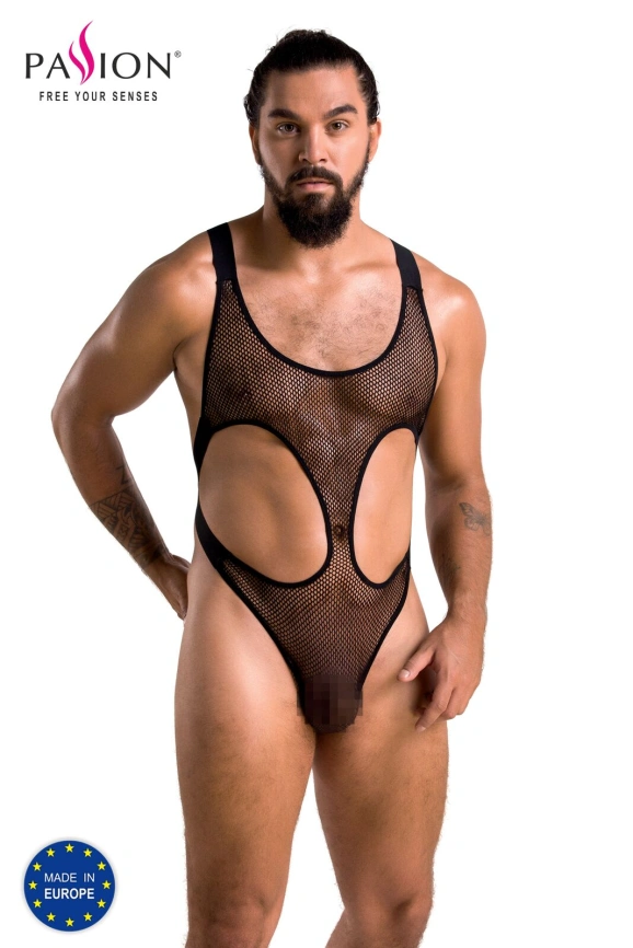 Мужское сетчатое боди Passion 040 LEON S/M Black, сетка, резинки фото 5