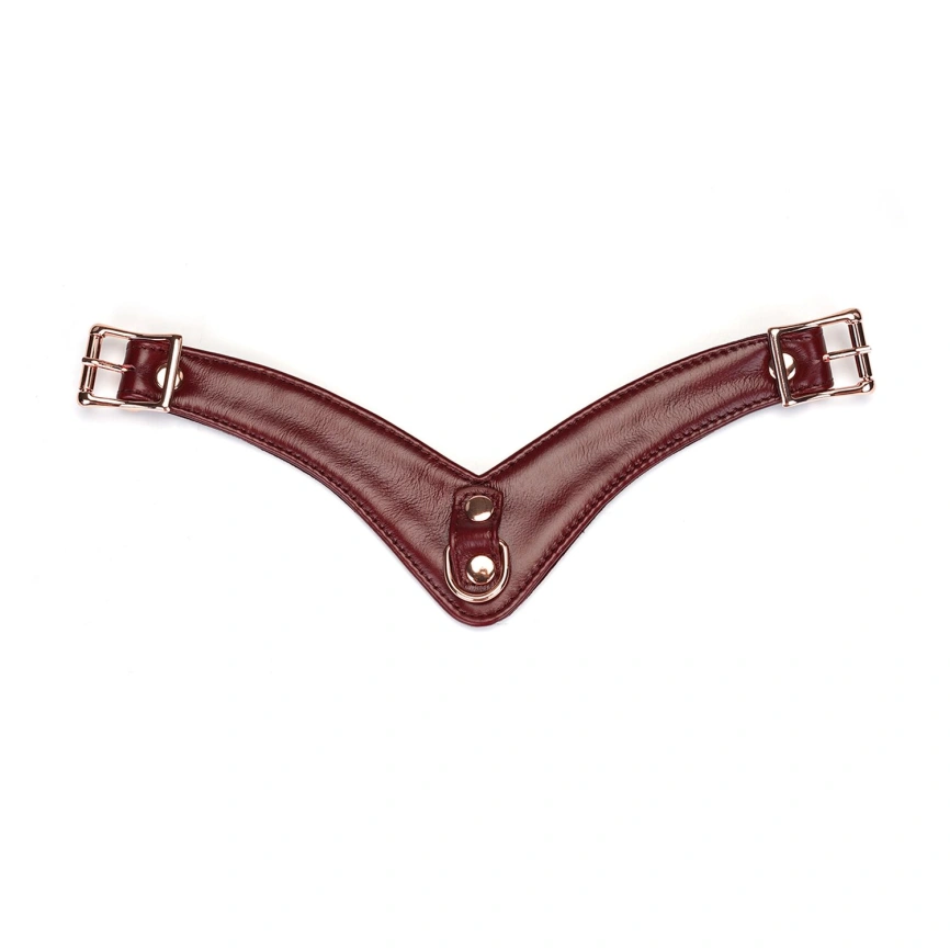 Кожаные трусики для вибратора Liebe Seele Wine Red Forced Orgasm Strop, полностью регулируемые фото 7