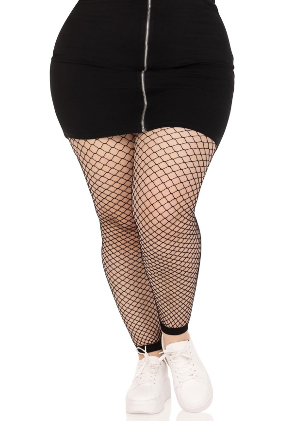 Колготки без стопи Leg Avenue Industrial Net footless tights, 1X/2X, чорні, в сітку фото 3
