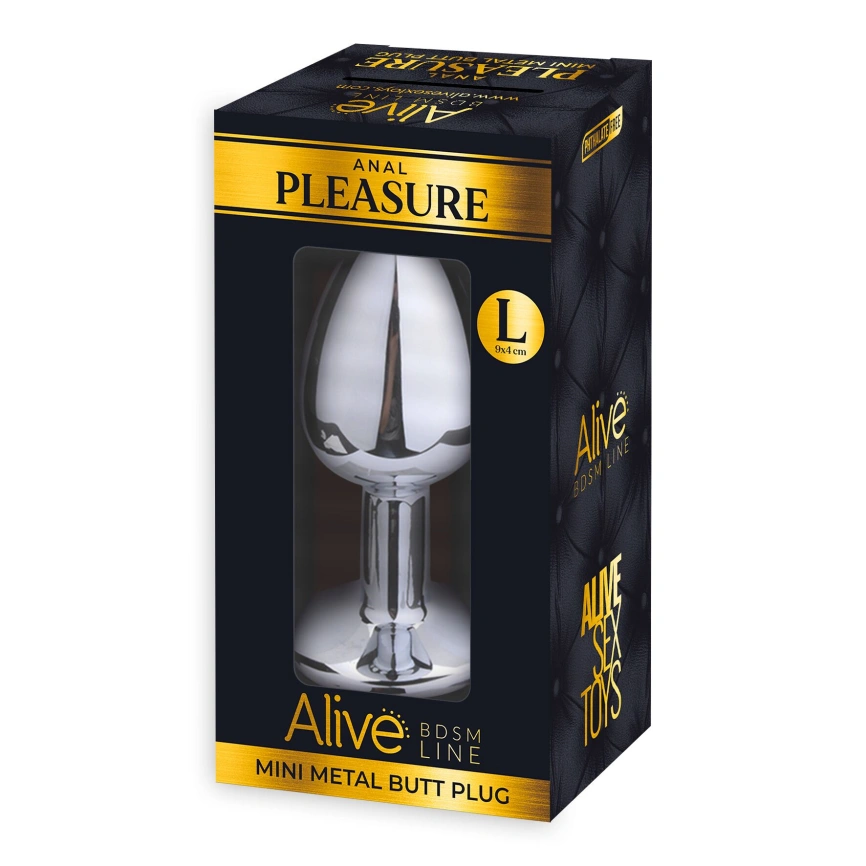 Металлическая анальная пробка с кристаллом Alive Mini Metal Butt Plug Black L фото 2