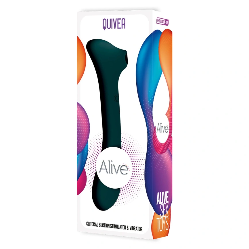 Вибратор и вакуумный клиторальный стимулятор 2-в-1 Alive Quiver Teal обновленная модель фото 5
