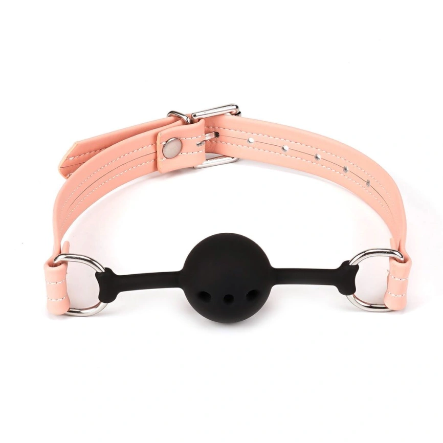 Воздухопроницаемый кляп Liebe Seele Dark Candy Pink Ball Gag, силиконовый шарик, диаметр 4,3 см фото 1