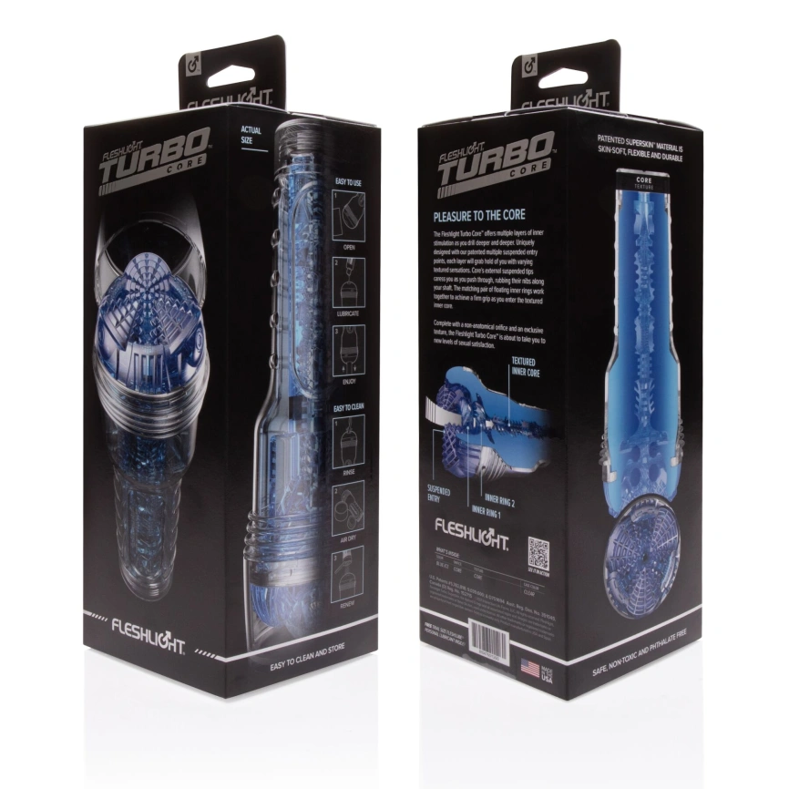 Мастурбатор Fleshlight Turbo Core Blue Ice, оральный секс (глубокое горло) фото 4