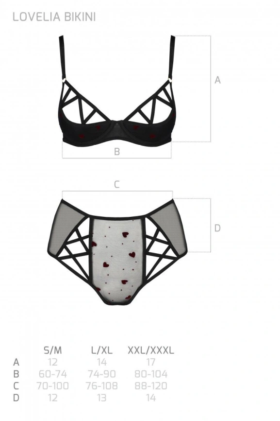 Эротический комплект с рисунком Passion LOVELIA BIKINI XXL/XXXL, black фото 7