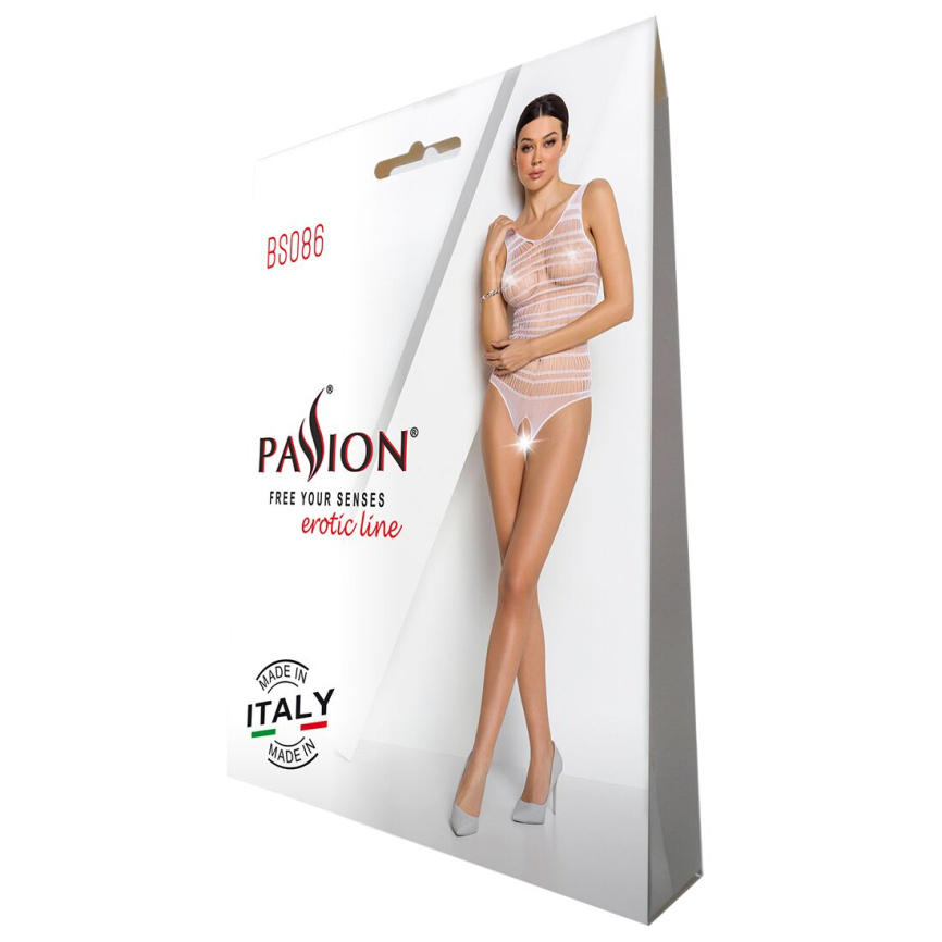 Бодістокінг з доступом Passion BS086 black, вертикальна сітка, виріз на спинці фото 6