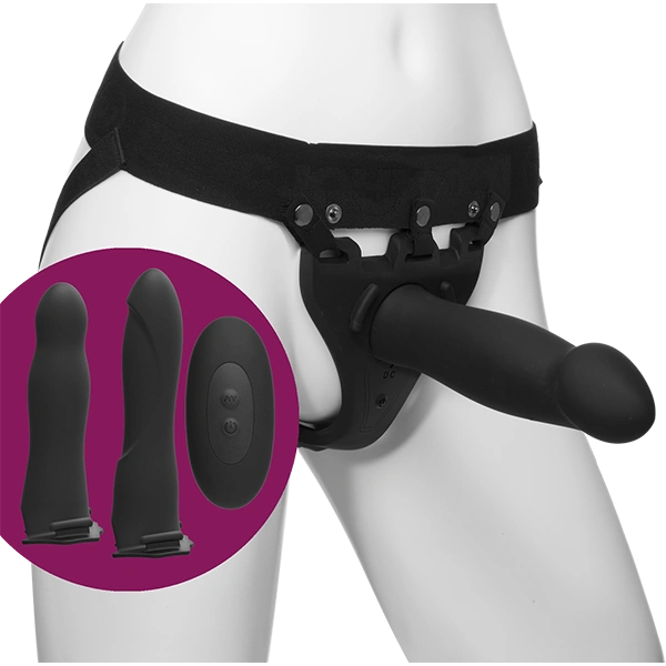 Набор для страпона с вибрацией Doc Johnson Body Extensions - BE Naughty - Black фото 1