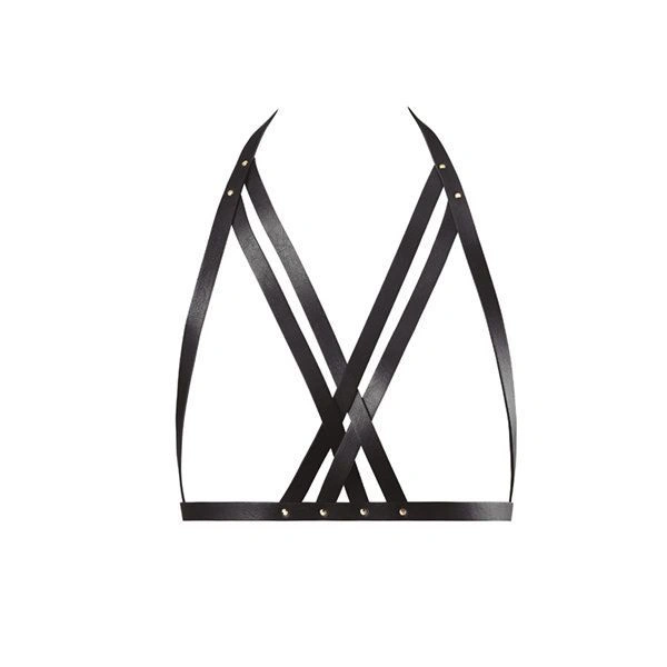 Портупея Bijoux Indiscrets MAZE - Halter Bra Harness Black фото 1