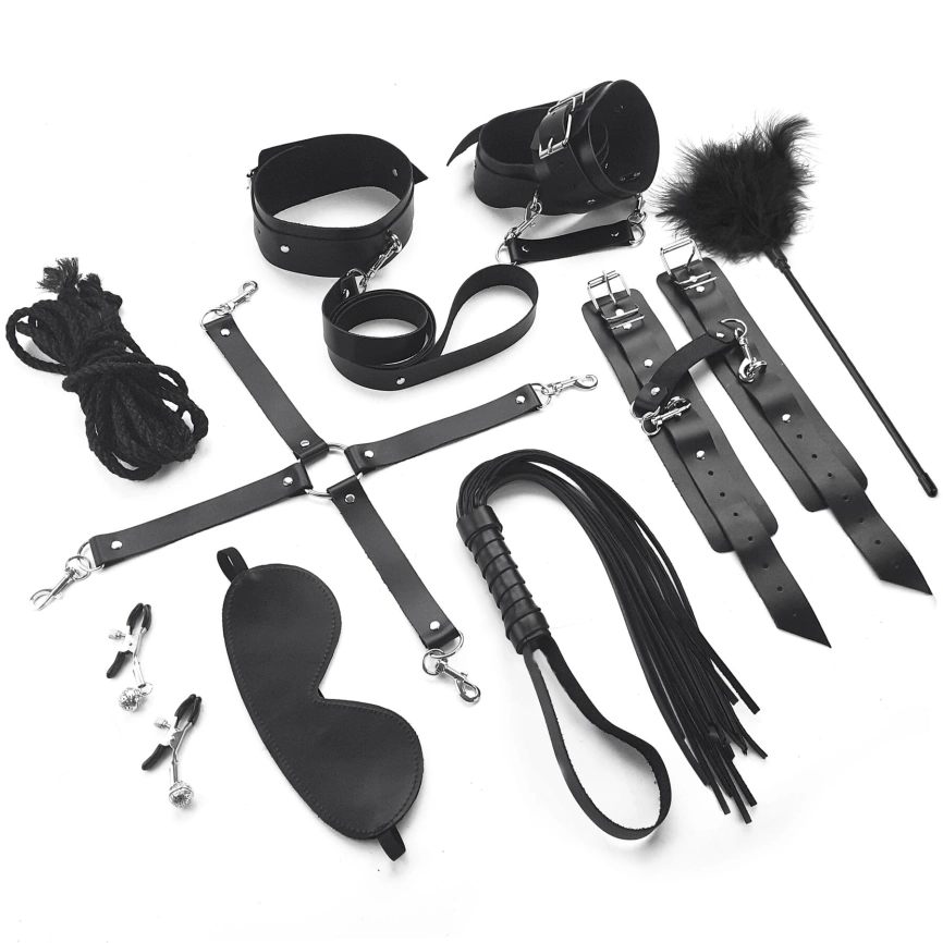 Набор BDSM Art of Sex – Set Leather, 10 предметов, черный, натуральная кожа фото 1