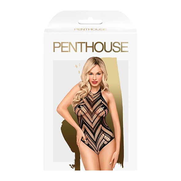 Боді з геометричним орнаментом Penthouse - Go Hotter Black XL фото 3