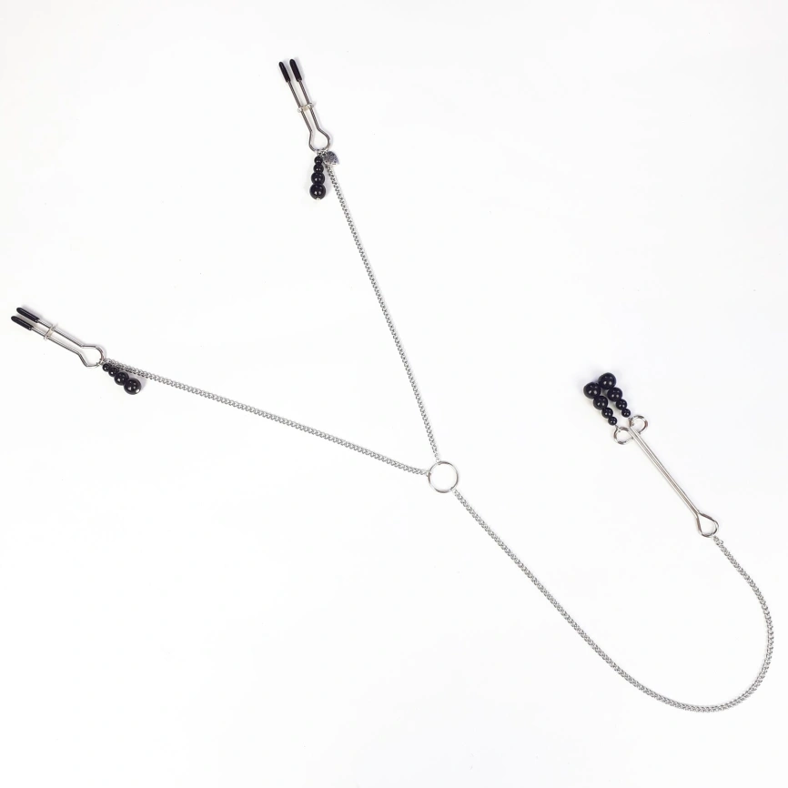 Зажимы для сосков и клитора Art of Sex - Nipple and clit clamps Black Pearl фото 1