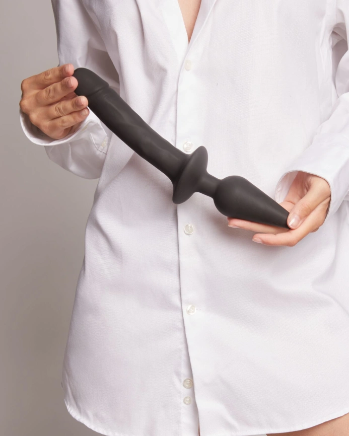 Анальная пробка с дилдо 2в1 Strap-On-Me SWITCH PLUG-IN REALISTIC DILDO Black L, диаметр 4,5/3,4 см фото 6