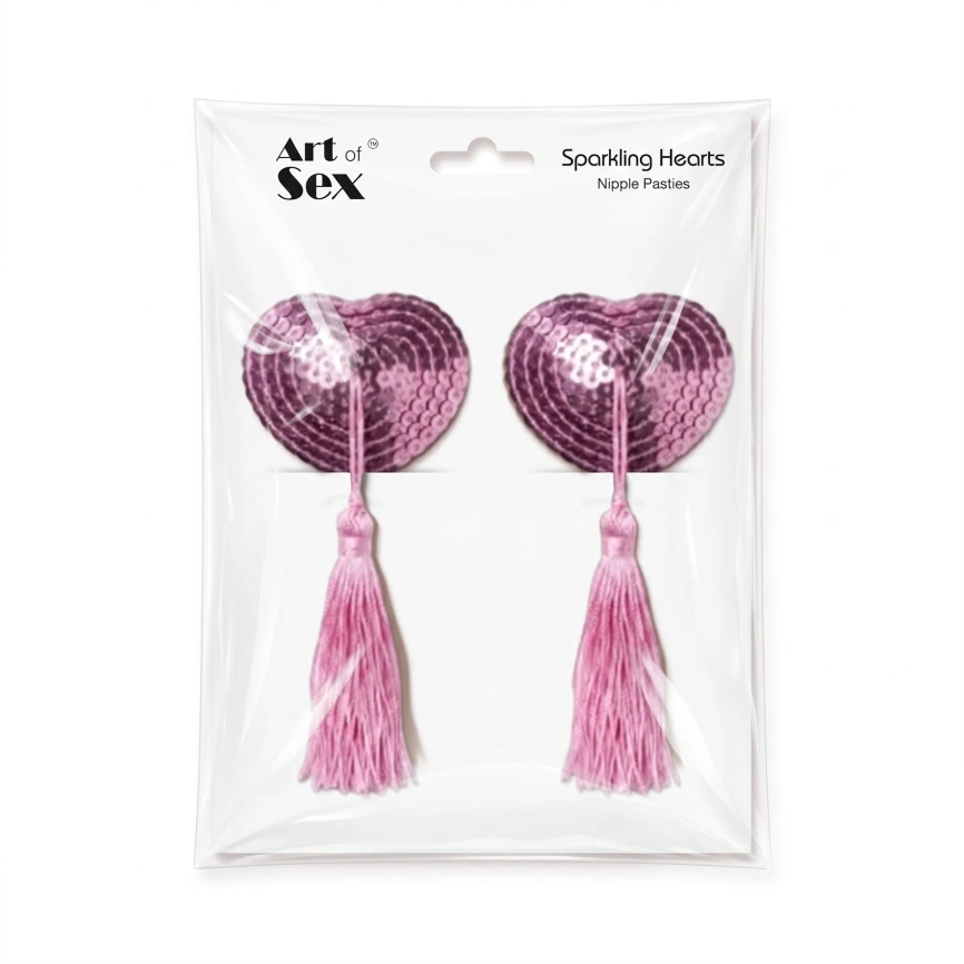 Пестис-сердечки с кисточками Art of Sex - Sparkling Hearts, розовый фото 3