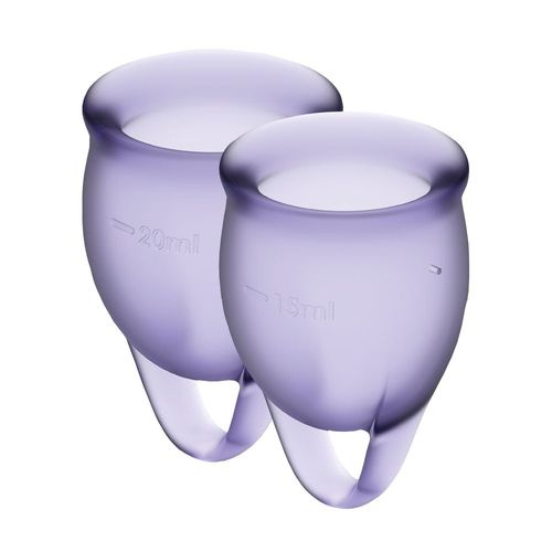 Набір менструальних чаш Satisfyer Feel Confident (lila), 15мл та 20мл, мішечок для зберігання фото 1