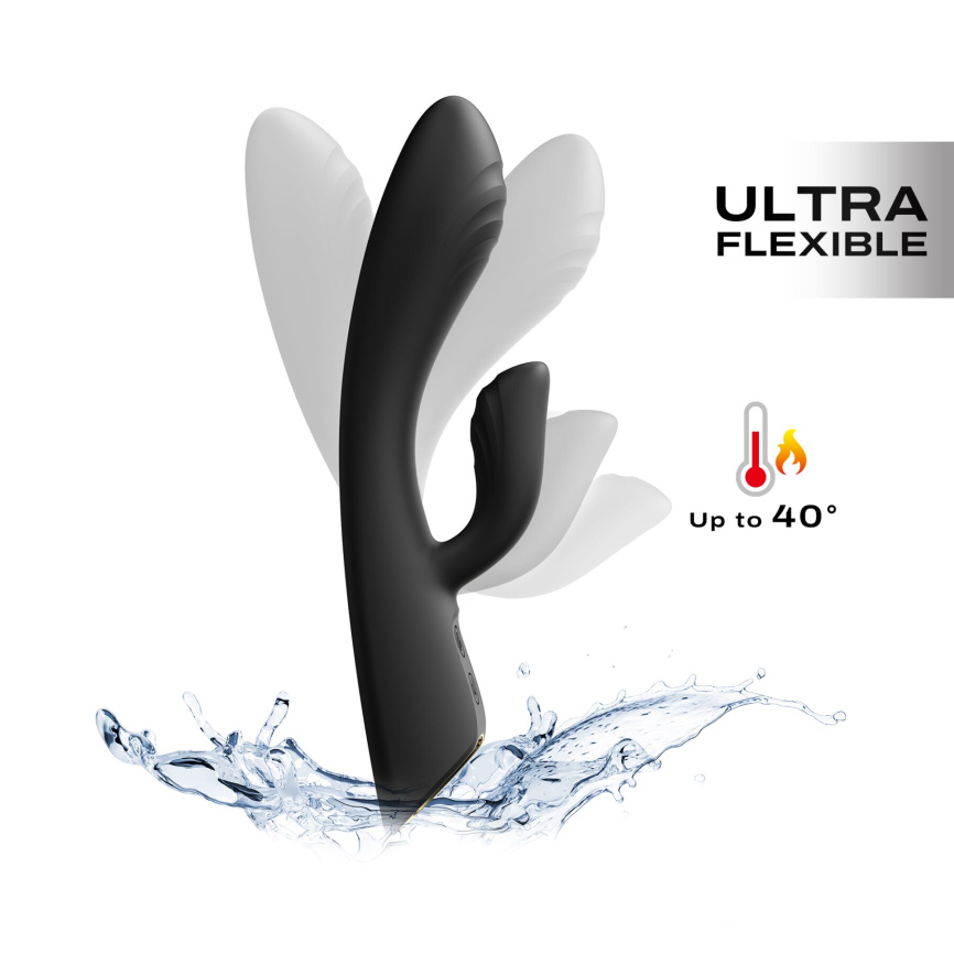 Вібратор-кролик з підігрівом Dorcel FLEXI RABBIT BLACK, гнучкий стовбур фото 1