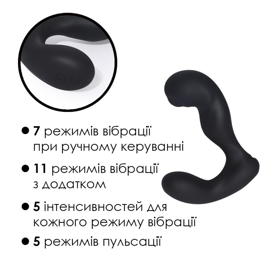 Смарт-масажер простати з пульсацією на кінчику головки Svakom Iker Black фото 4