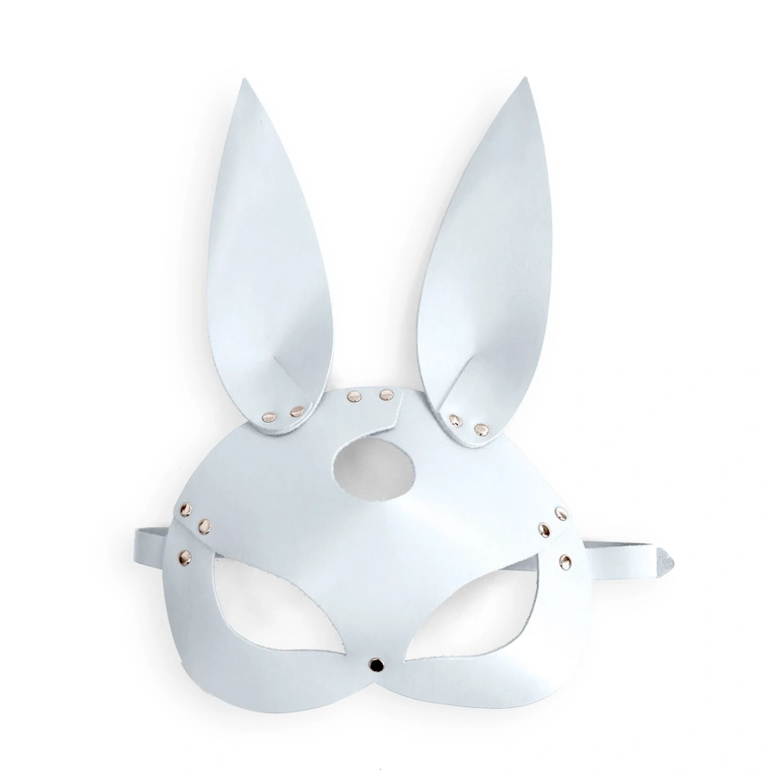 Кожаная маска Зайки Art of Sex - Bunny mask, цвет Белый фото 3