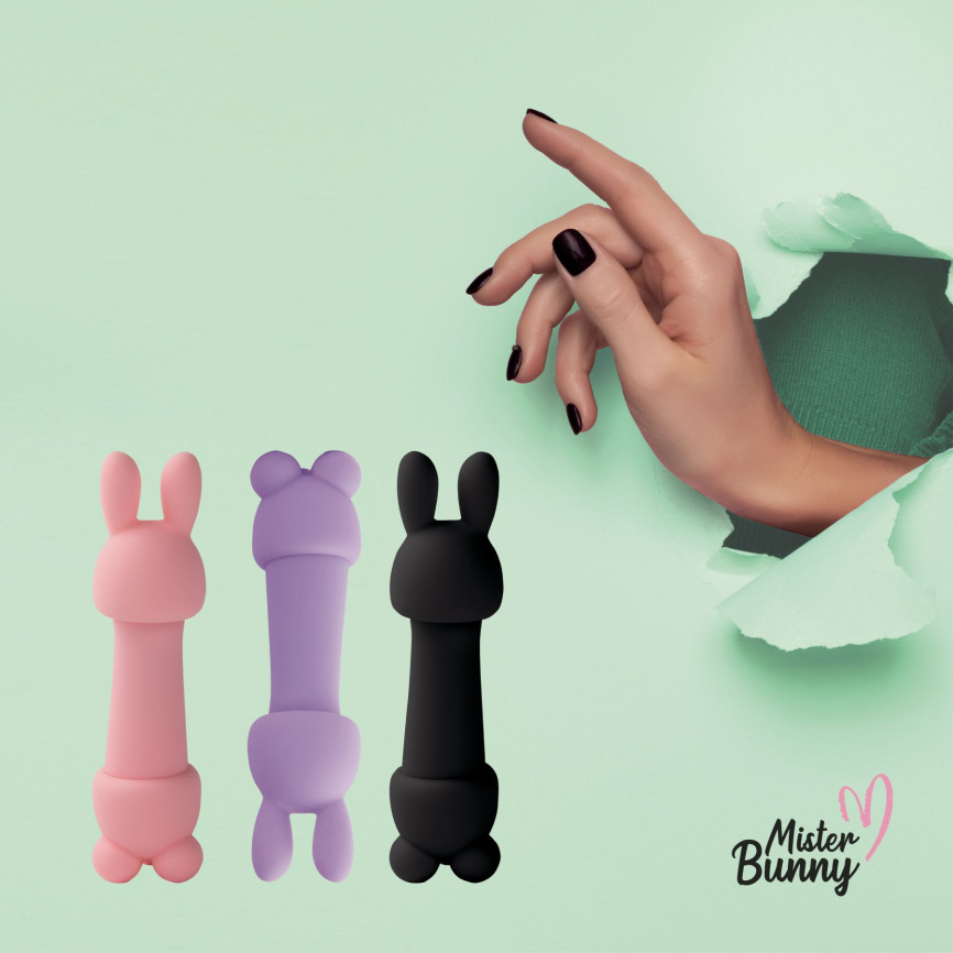 Мінівібратор FeelzToys Magic Bunny Purple з двома насадками фото 6