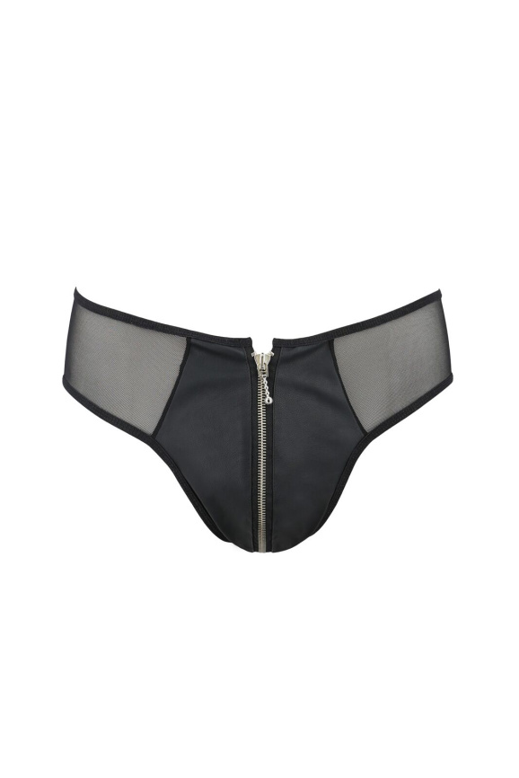 Чоловічі сліпи на блискавці Passion 042 SLIP TIMMY S/M Black, екошкіра, сітка фото 3