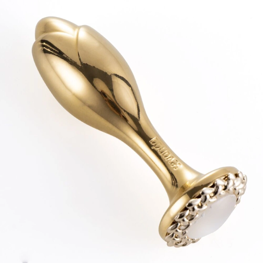 Металлическая анальная пробка LOCKINK SEVANDA Pearl Rose-shape Anal Plug, с искусственной жемчужиной фото 1
