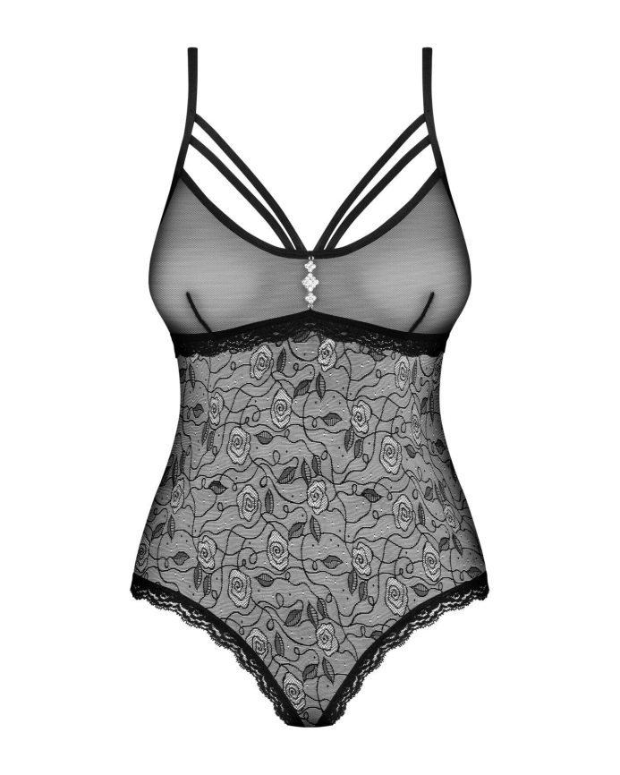Кружевное боди с доступом Obsessive 818-TED-1 teddy M/L, черное фото 5