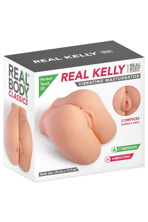 Мастурбатор-полуторс с вибрацией Real Body Real Kelly, вагина и анус, 24х17,5 см фото 5