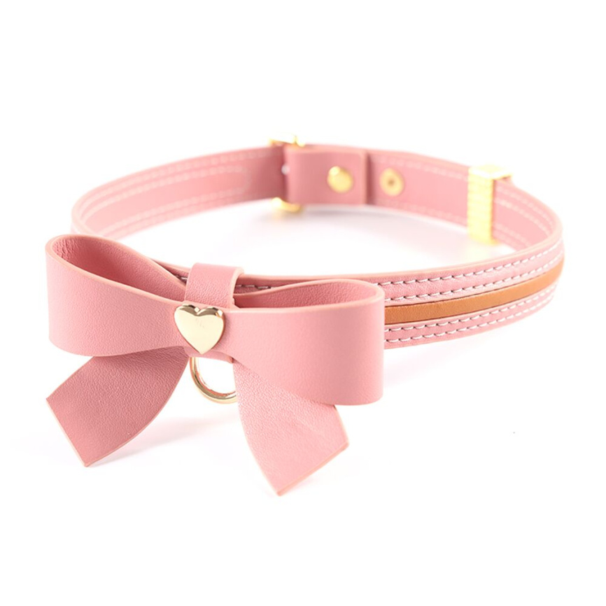 Нашийник з повідцем LOCKINK SEVANDA Love Heart Butterfly Leather Collar Set, рожевий, з бантом фото 2