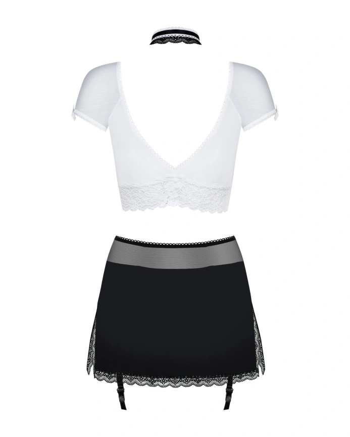 Эротический костюм секретарши Obsessive Secretary suit 5pcs black L/XL, черно-белый, топ, юбка, стри фото 6
