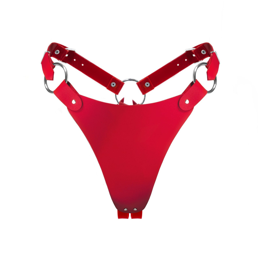 Трусики з натуральної шкіри Feral Feelings - String Bikini Red фото 1