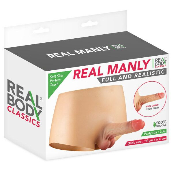 Силіконові трусики з фалоімітатором Real Body Real Manly, L/XL, суцільна конструкція, для неї фото 5