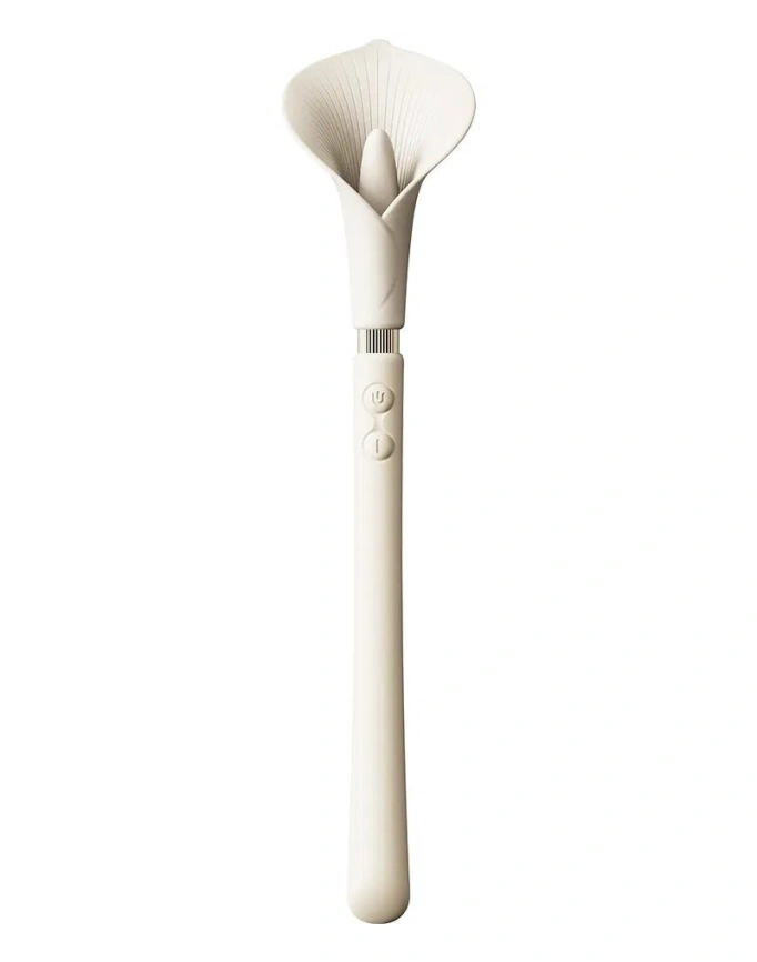 Роскошный вибромассажер Zalo – Calla Ivory White, двусторонний, 2 мотора фото 1