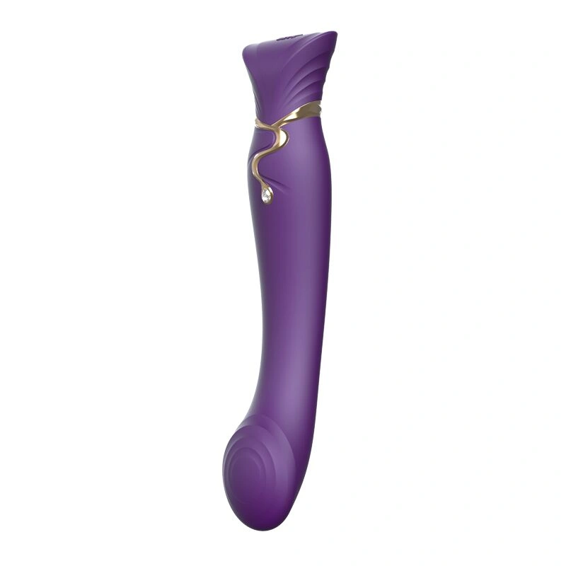 Смартвибратор 3в1 Zalo — Queen Set Twilight Purple, пульсирующая жемчужина и вакуум, кристалл Swarovski фото 2