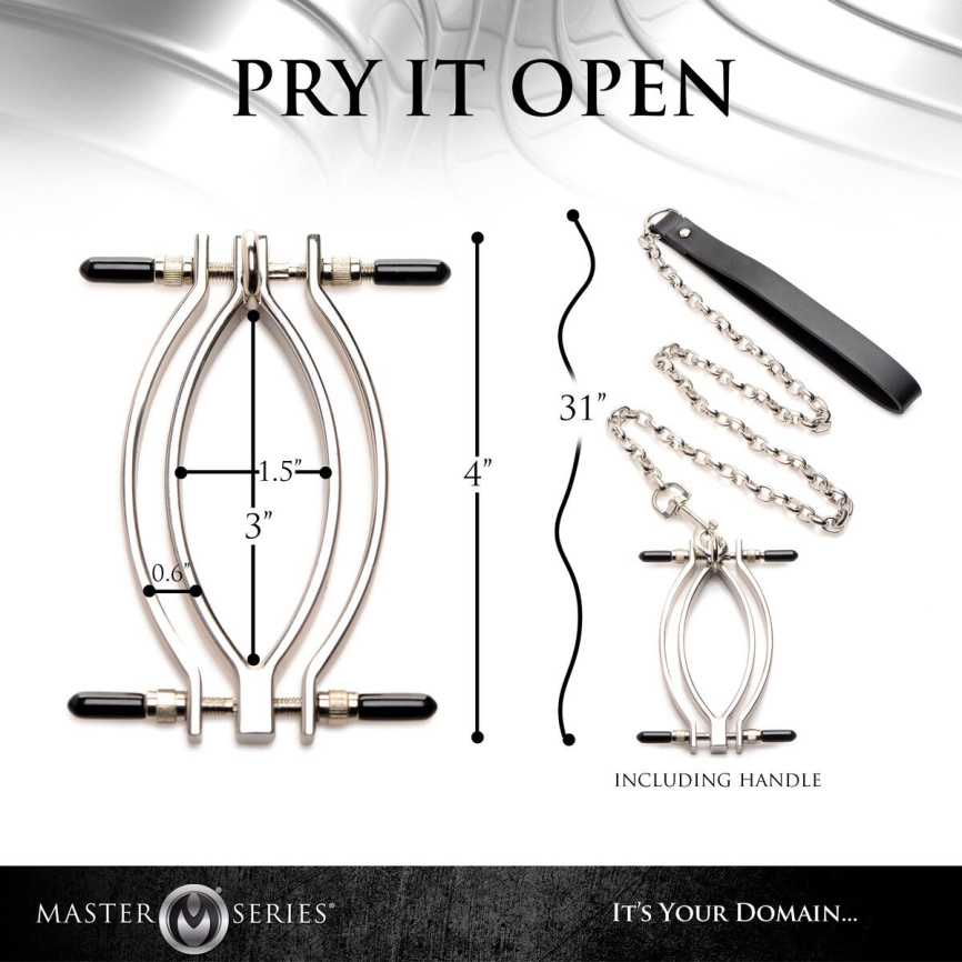 Затискач для статевих губ Master Series: Pussy Tugger Adjustable Vagina Clamp with Chain фото 5