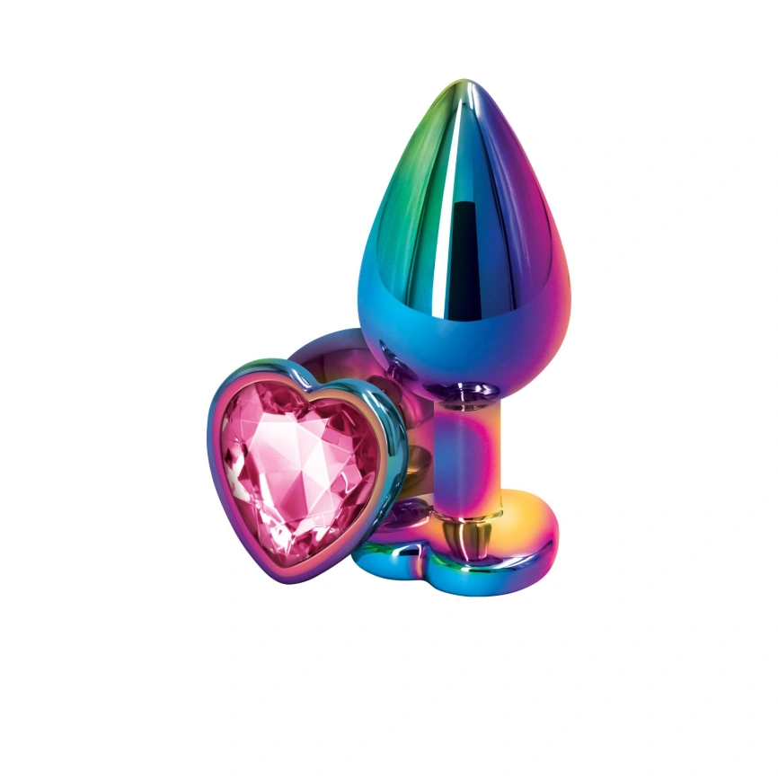 Анальная пробка NS Novelties Rear Assets - Multicolor Heart - Medium - Pink фото 1