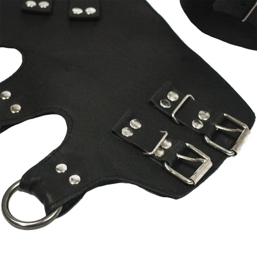 Поножі-манжети для підвісу за ноги Art of Sex – Leg Cuffs For Suspension, чорні, натуральна шкіра фото 4