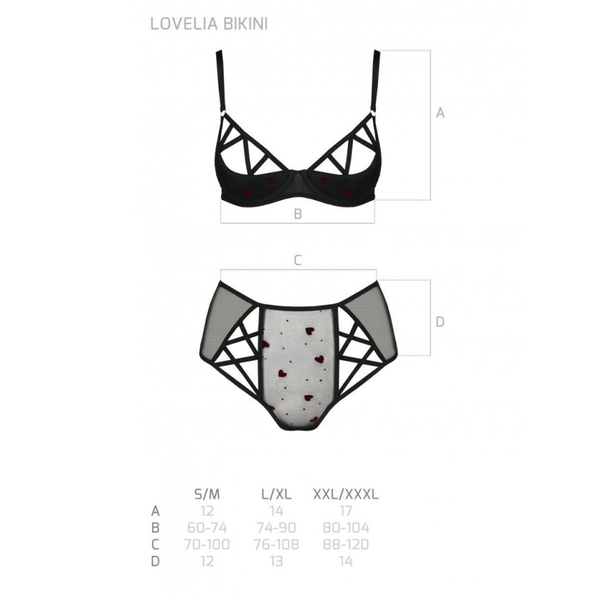 Еротичний комплект з малюнком Passion LOVELIA BIKINI S/M, black фото 5