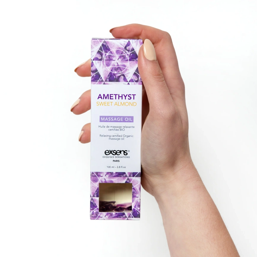 Массажное масло EXSENS Amethyst Sweet Almond (расслабляющее с аметистом) 100мл, натуральное фото 3
