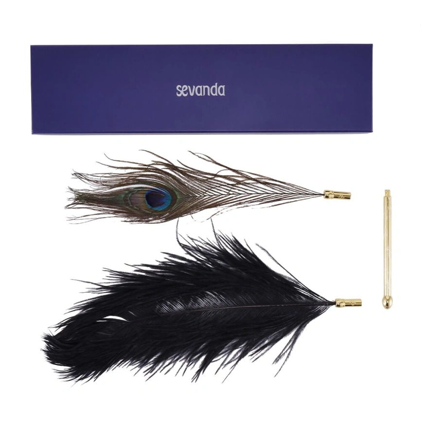 Щекоталка LOCKINK SEVANDA Natural Peacock Flirting Feather Tickler, перья павлина и страуса фото 7