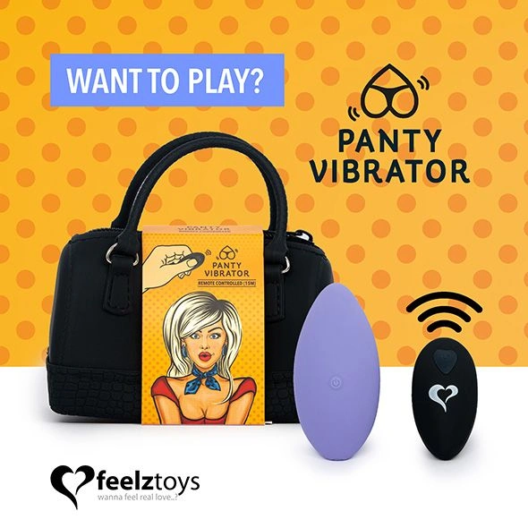 Вибратор в трусики FeelzToys Panty Vibrator Purple с пультом ДУ, 6 режимов работы, сумочка-чехол фото 1