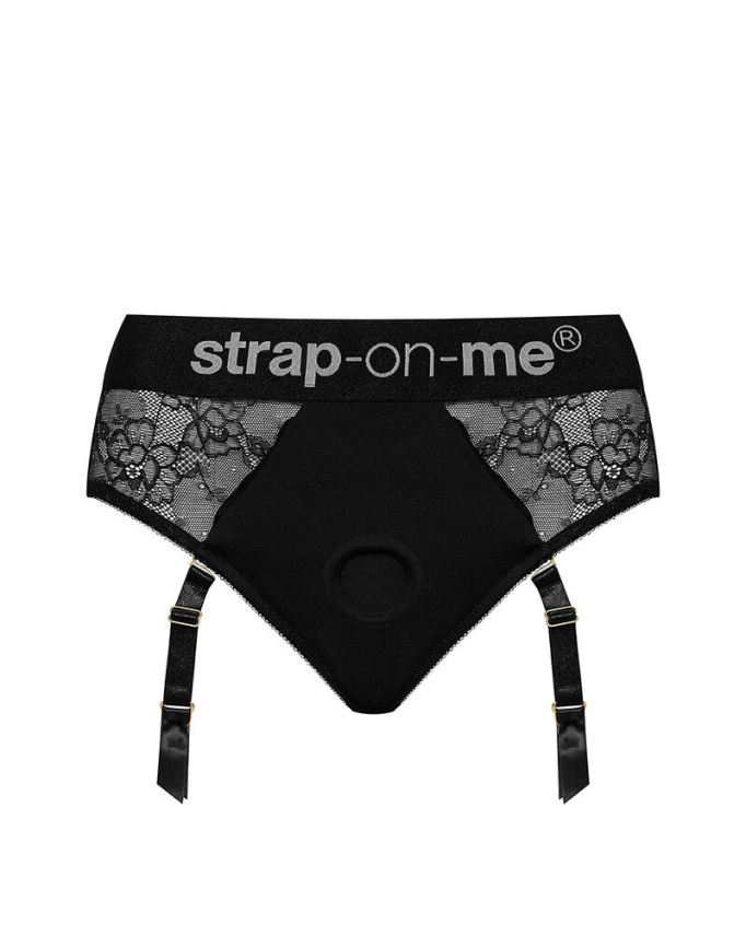 Мереживні труси для страпону з підв'язками для панчох Strap-On-Me DIVA HARNESS - M фото 3