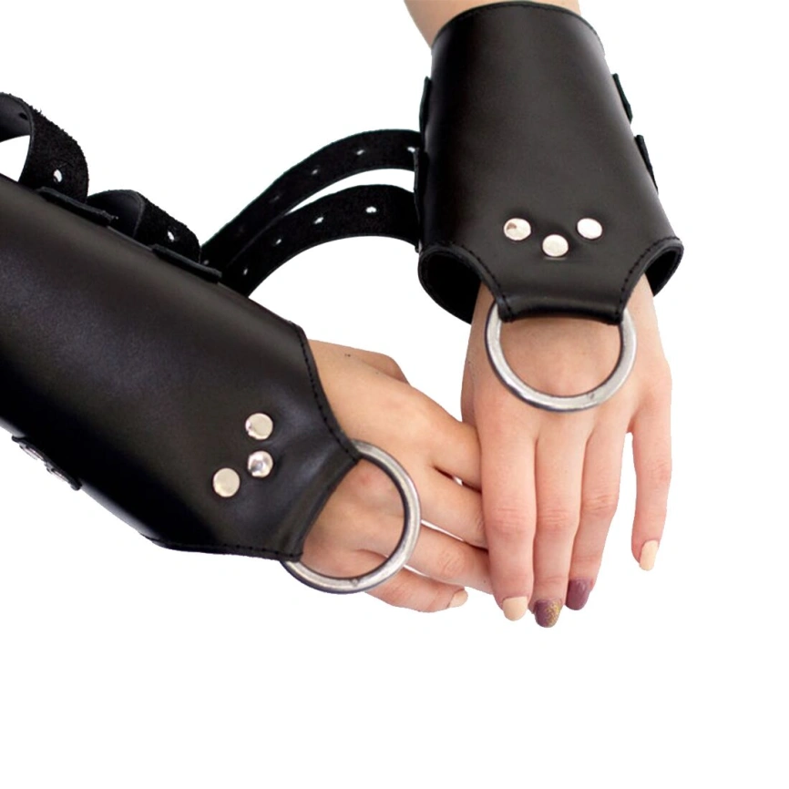 Манжеты для подвеса за руки Art of Sex – Kinky Hand Cuffs For Suspension, черные, натуральная кожа фото 14