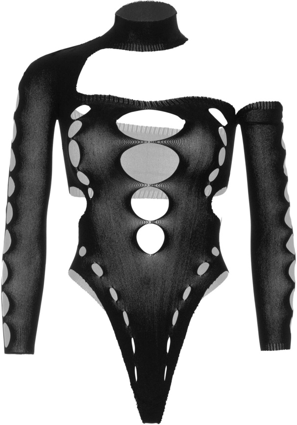 Безшовне боді на одне плече Leg Avenue Seamless thong back bodysuit, One Size, чорне фото 3