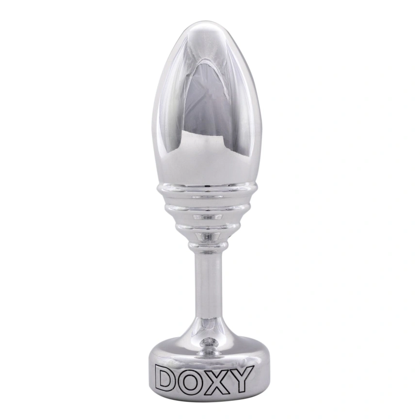 Металлическая анальная пробка DOXY Butt Plug RIBBED, ребристая, диаметр 3,3 см фото 1