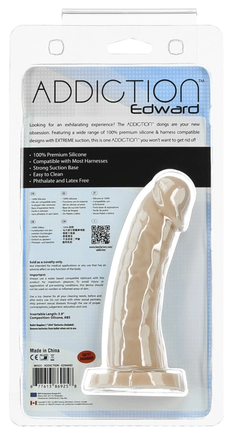 Изогнутый фаллоимитатор на присоске ADDICTION — Edward 6″ Curved Dong, вибропуля в подарок фото 6
