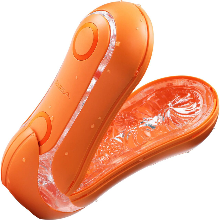 Мастурбатор Tenga Flip Orb — Sunset Orange, з можливістю зміни тиску та стимулювальними кульками всередині фото 3