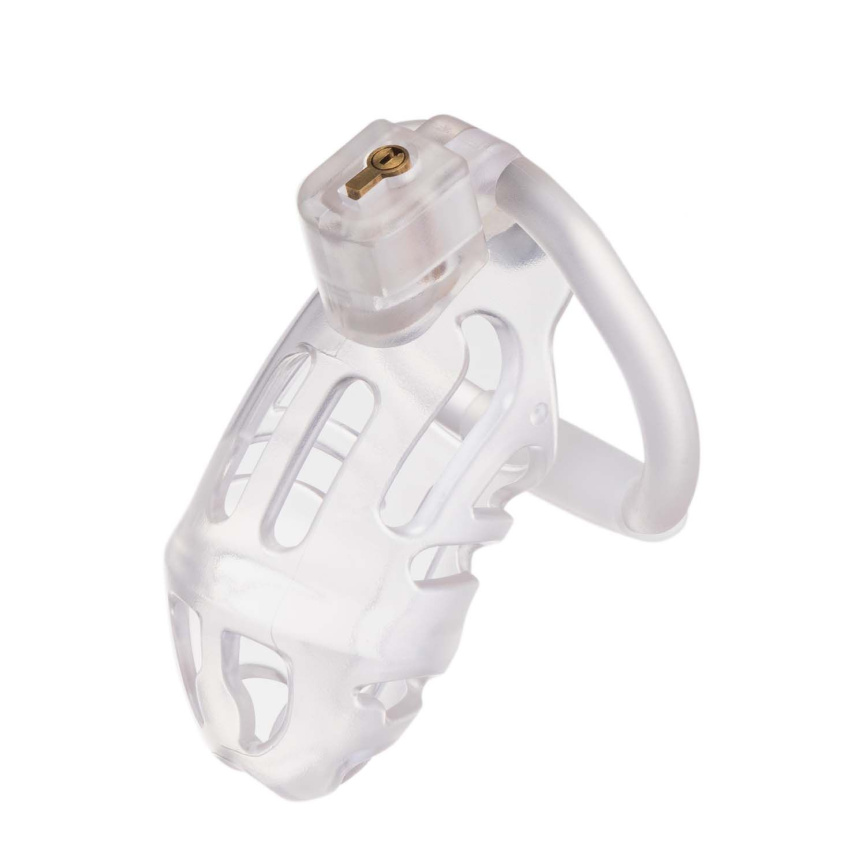 Клітка для пеніса LOCKINK SEVANDA Plastic Penis Chastity Cage, прозора, 3 кільця різних розмірів фото 8